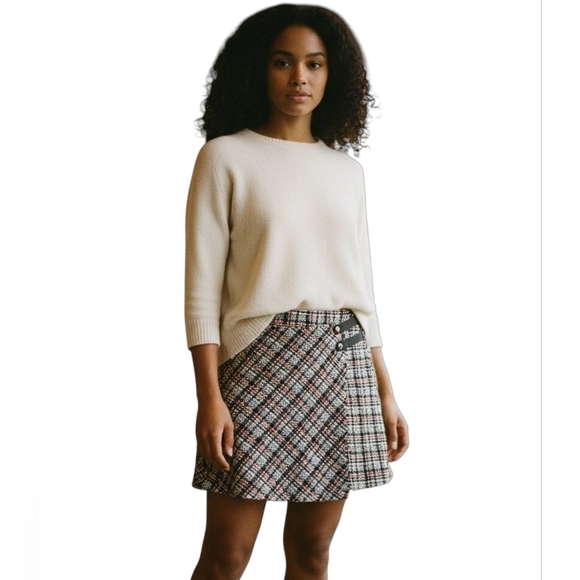 Urban Outfitters Huntley Wool Wrap Mini Skirt In Blue And Red Plaid Sz Small NWT - Picture 2 of 9